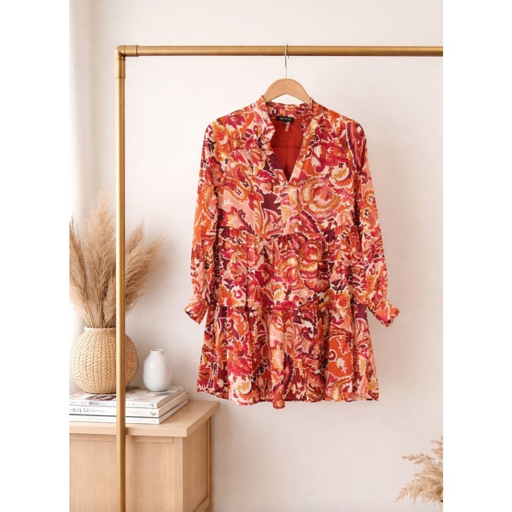 Revolve 1.State Orange Boho Floral Mini Dress XS